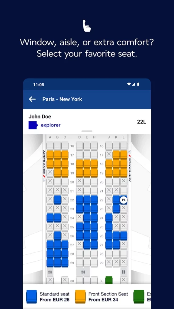 Book Favorite Seats with Air France