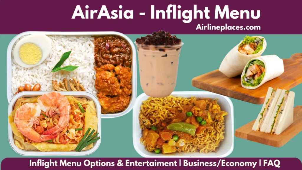 AirAsia Inflight Menu Meal Options for Economy Business class and Infants
